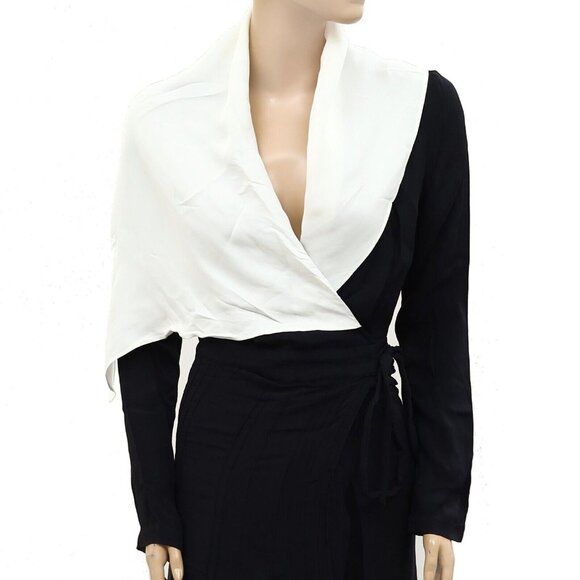 Mimi Liberte Michael Klein Wrap Maxi Dress Solid Long Sleeve Resort S-38 256424 - Picture 2 of 6